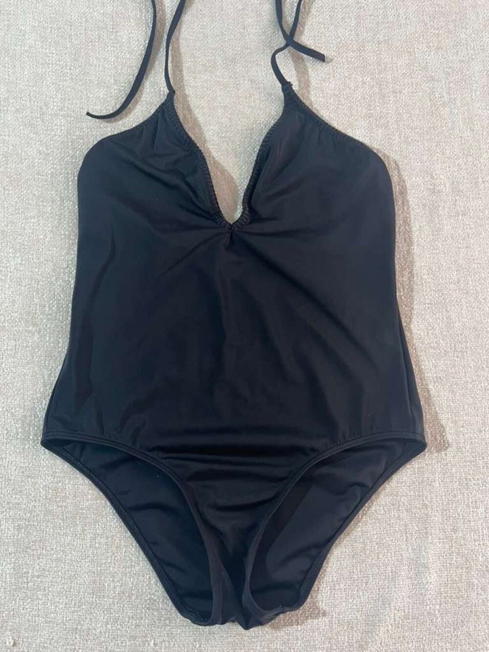 Victorias Secret Black Halter One Piece Swimsuit Braided V-Neck Size Medium - Picture 4 of 8